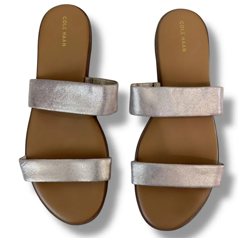 Cole Haan Womens Pink Rose Gold Double Strap Leather Slide Sandals Size 11 - Picture 1 of 10